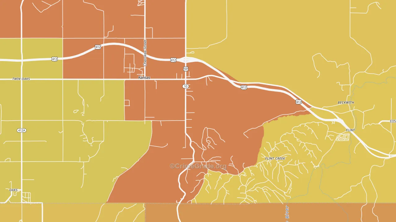Kansas, OK Map of Theft Rates