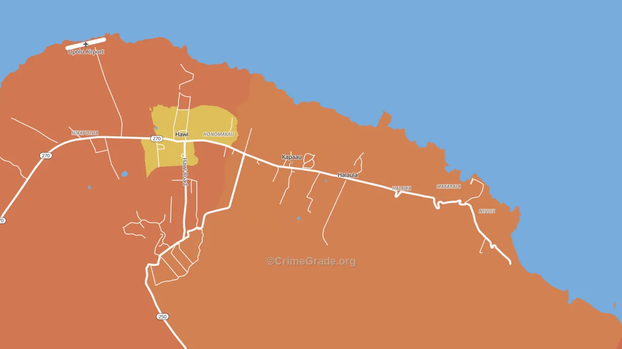 Kapaau, HI Map of Theft Rates