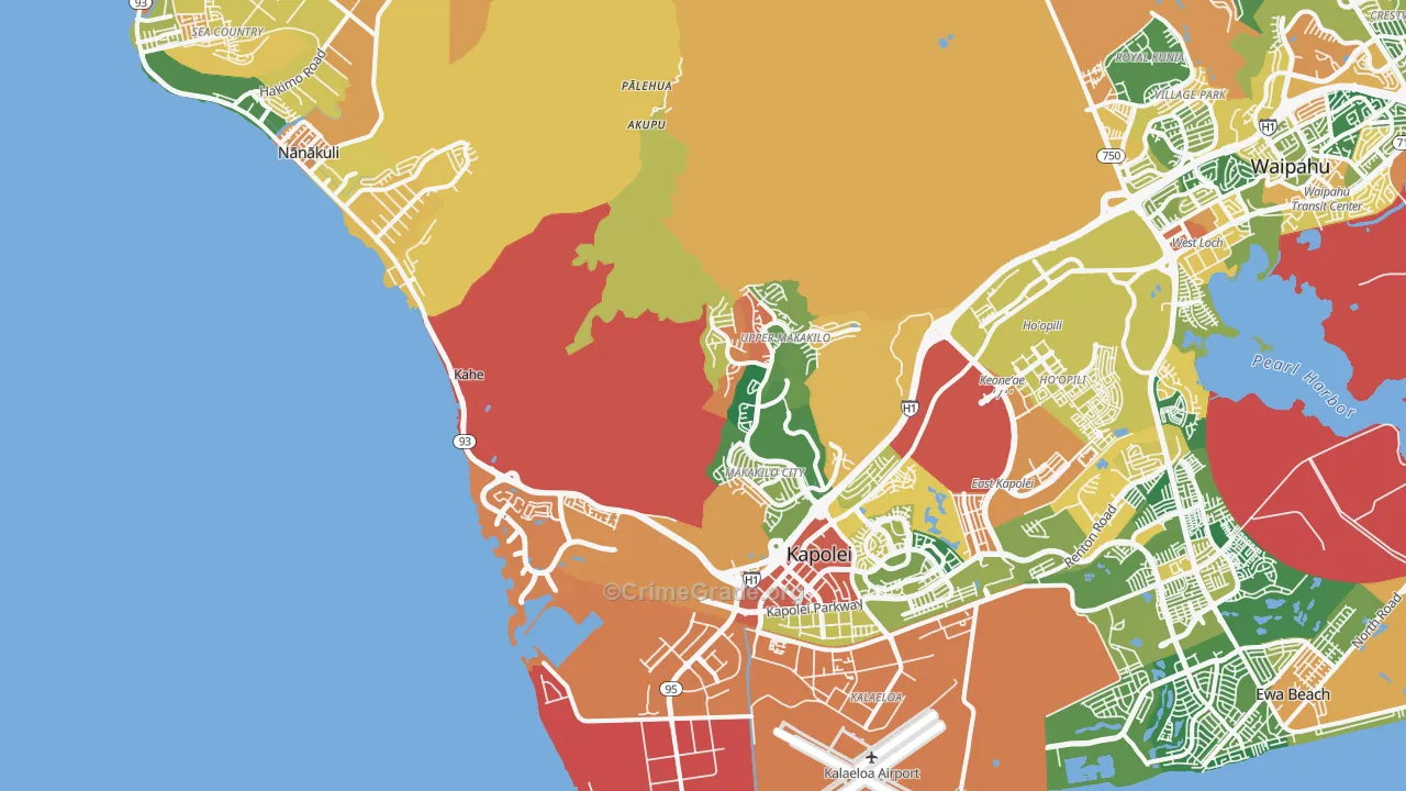 Kapolei, HI Map of Theft Rates