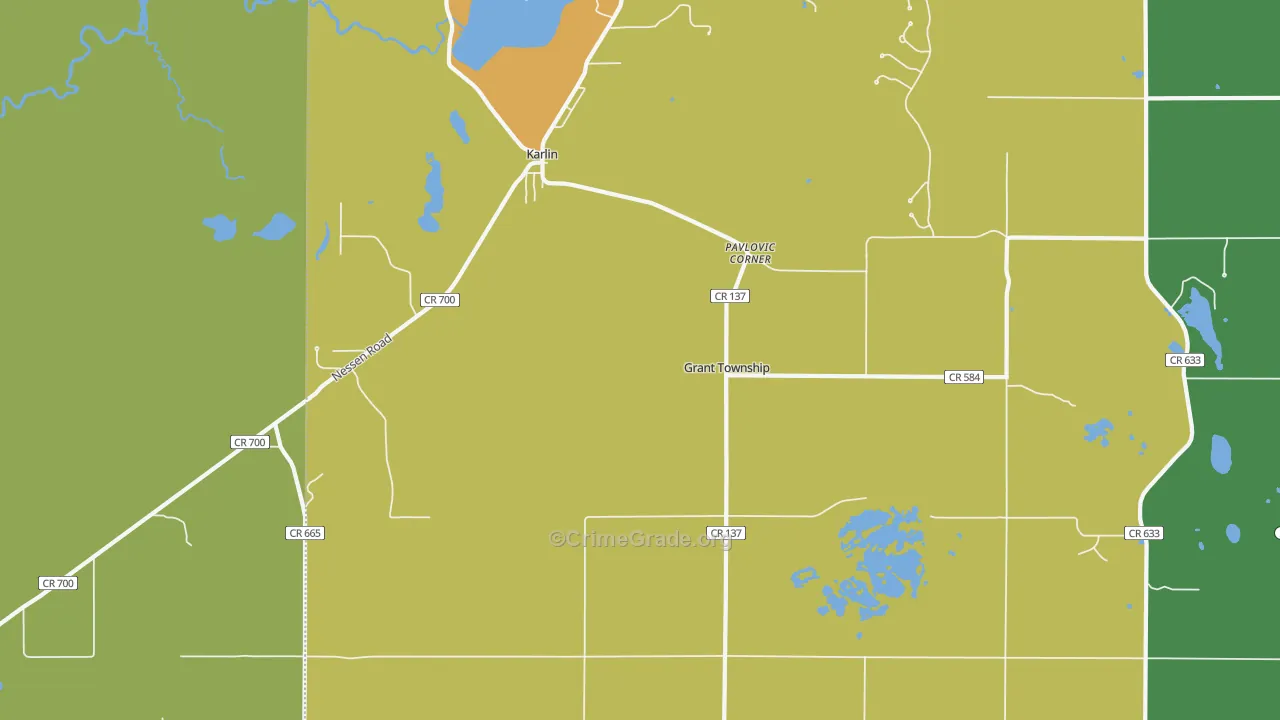 Karlin, MI Map of Theft Rates