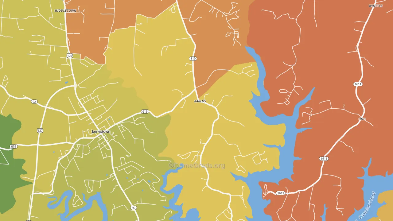 Karlus, KY Map of Theft Rates