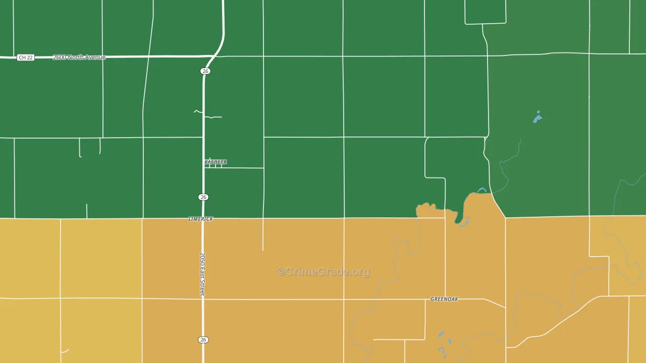 Kasbeer, IL Map of Theft Rates