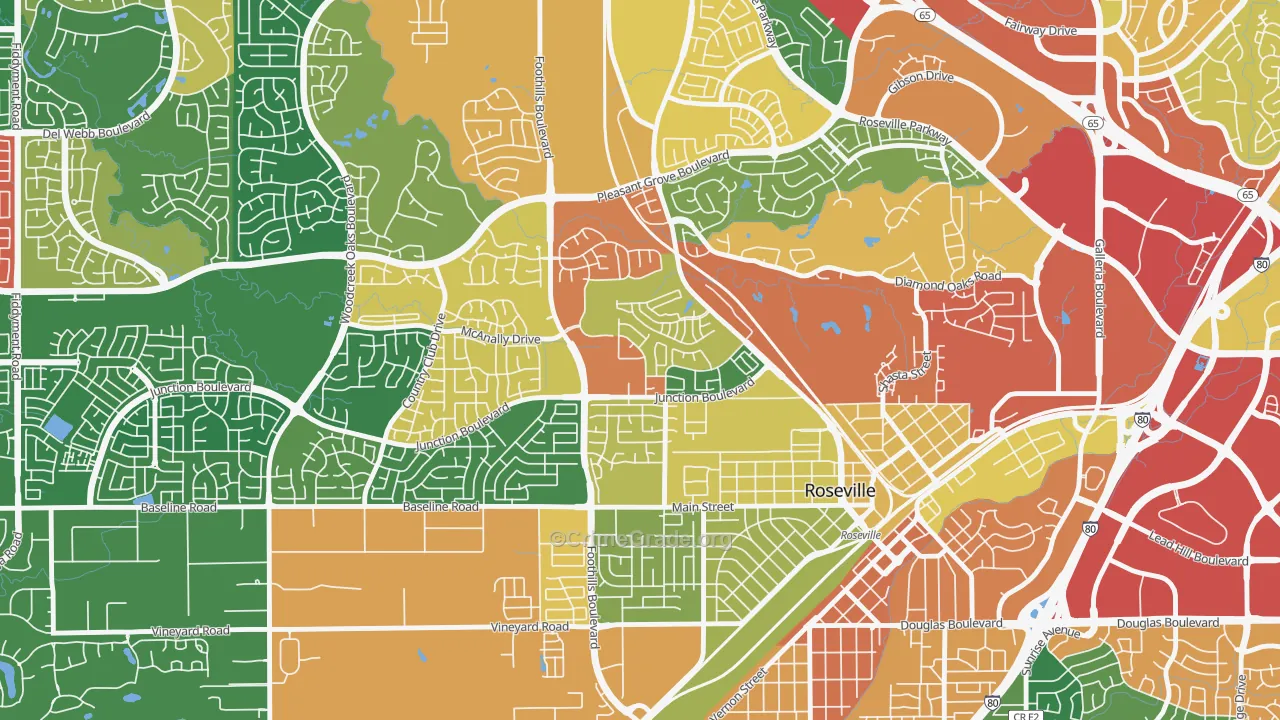 Kaseberg-Kingswood, Roseville, CA Map of Theft Rates