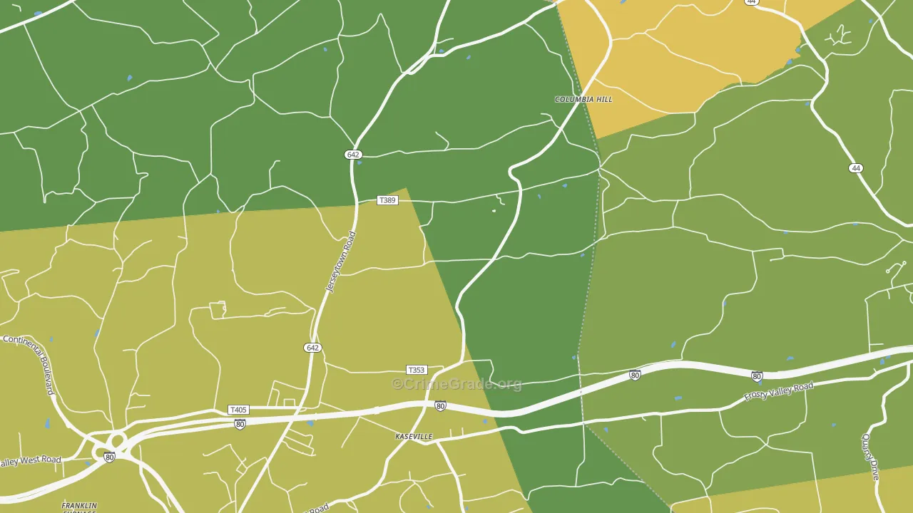 Kaseville, PA Map of Theft Rates