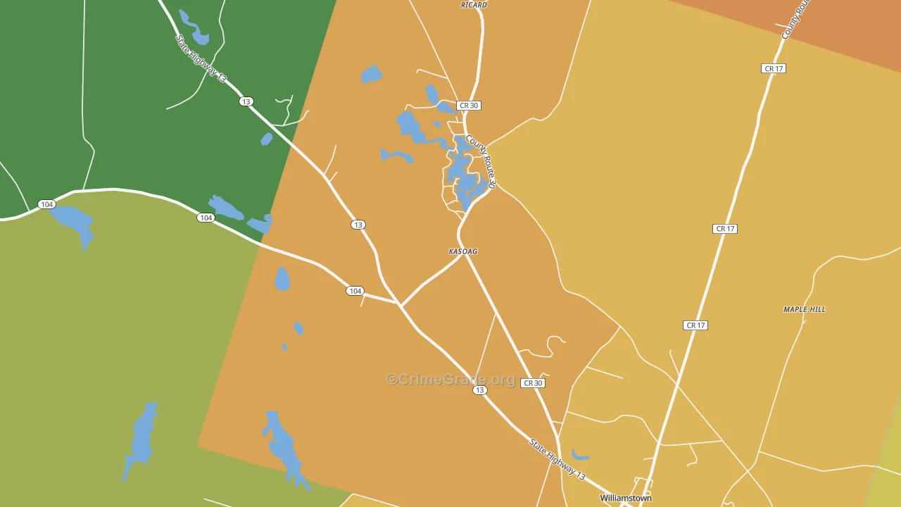 Kasoag, NY Map of Theft Rates