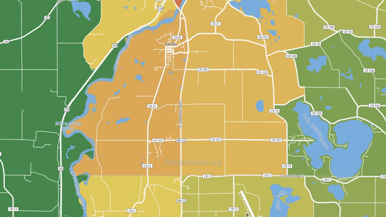 Kasota, MN Map of Theft Rates