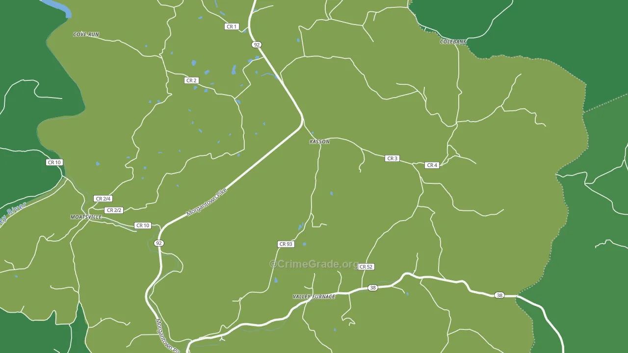 Kasson, WV Map of Theft Rates