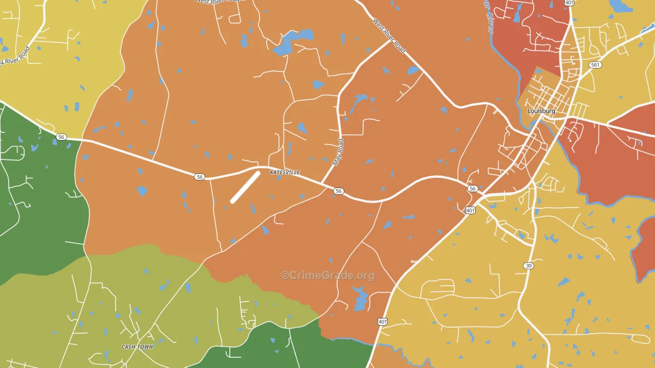 Katesville, NC Map of Theft Rates