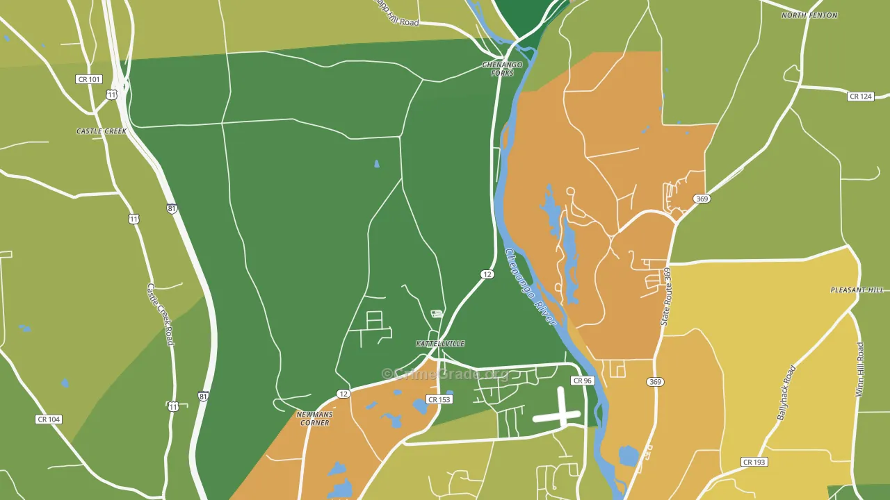 Kattelville, NY Map of Theft Rates