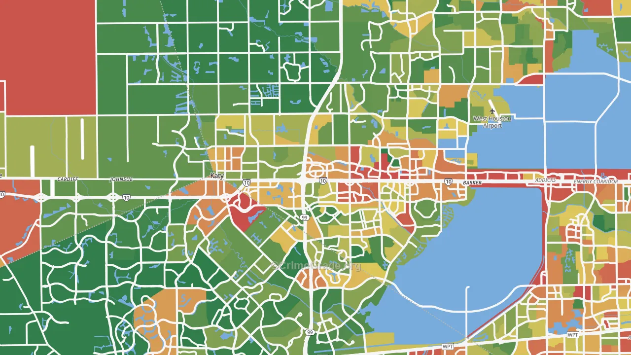 Katy, TX Map of Theft Rates