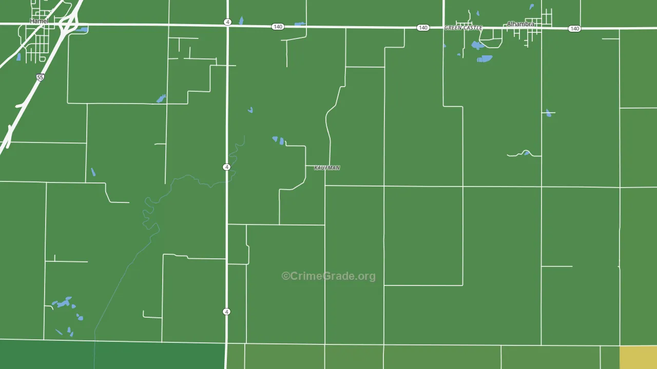 Kaufman, IL Map of Theft Rates