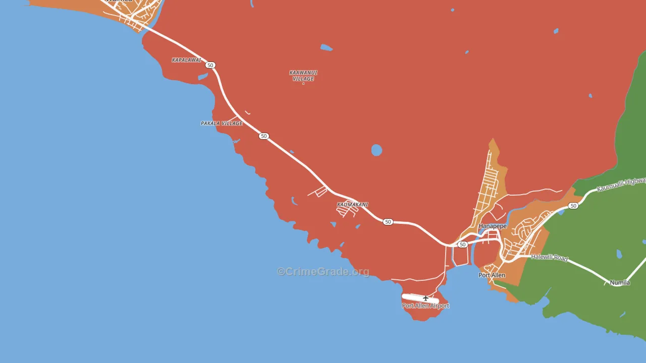 Kaumakani, HI Map of Theft Rates