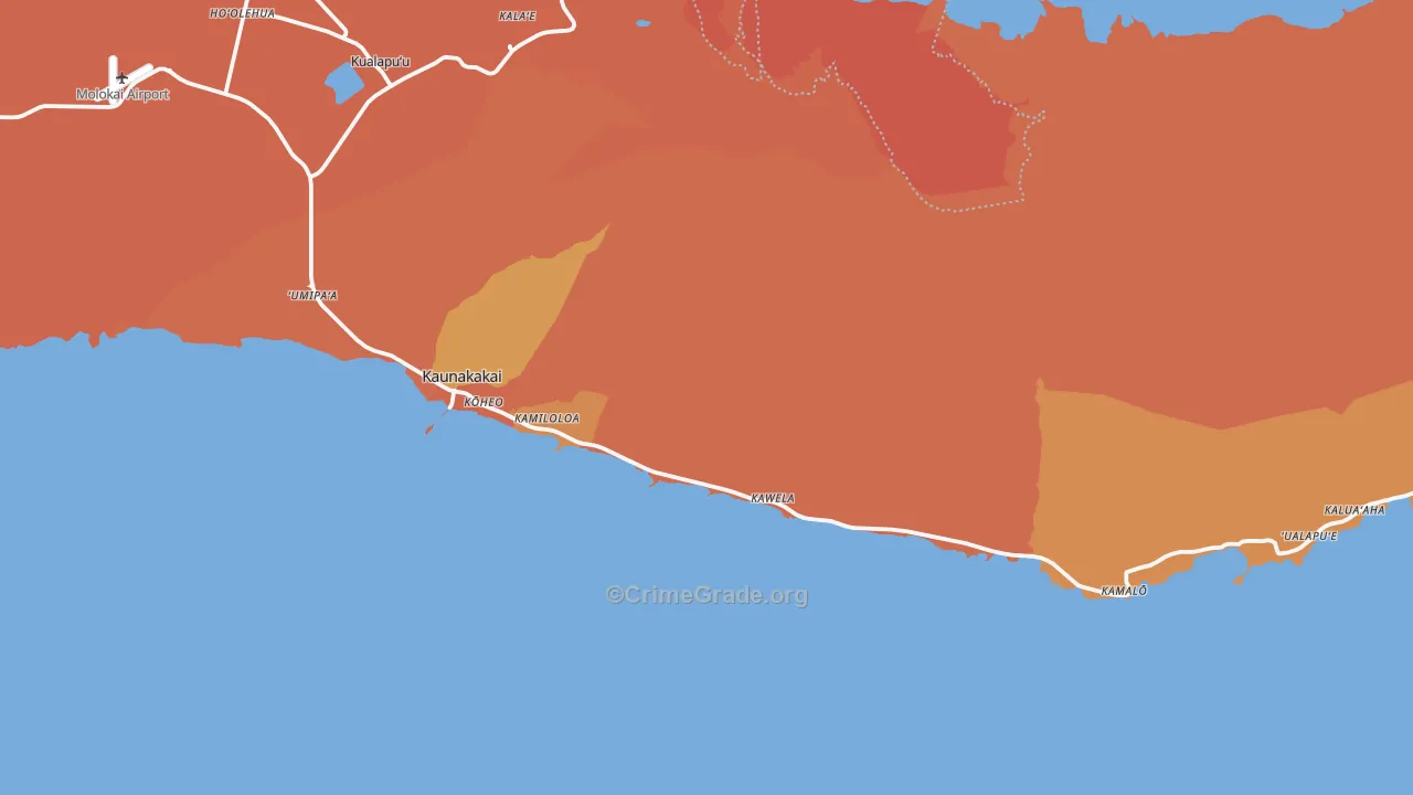 Kaunakakai, HI Map of Theft Rates
