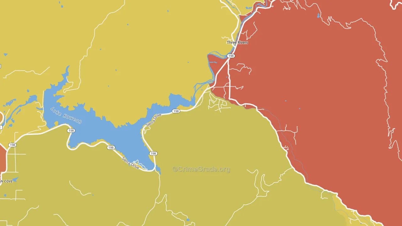 Kaweah, CA Map of Theft Rates