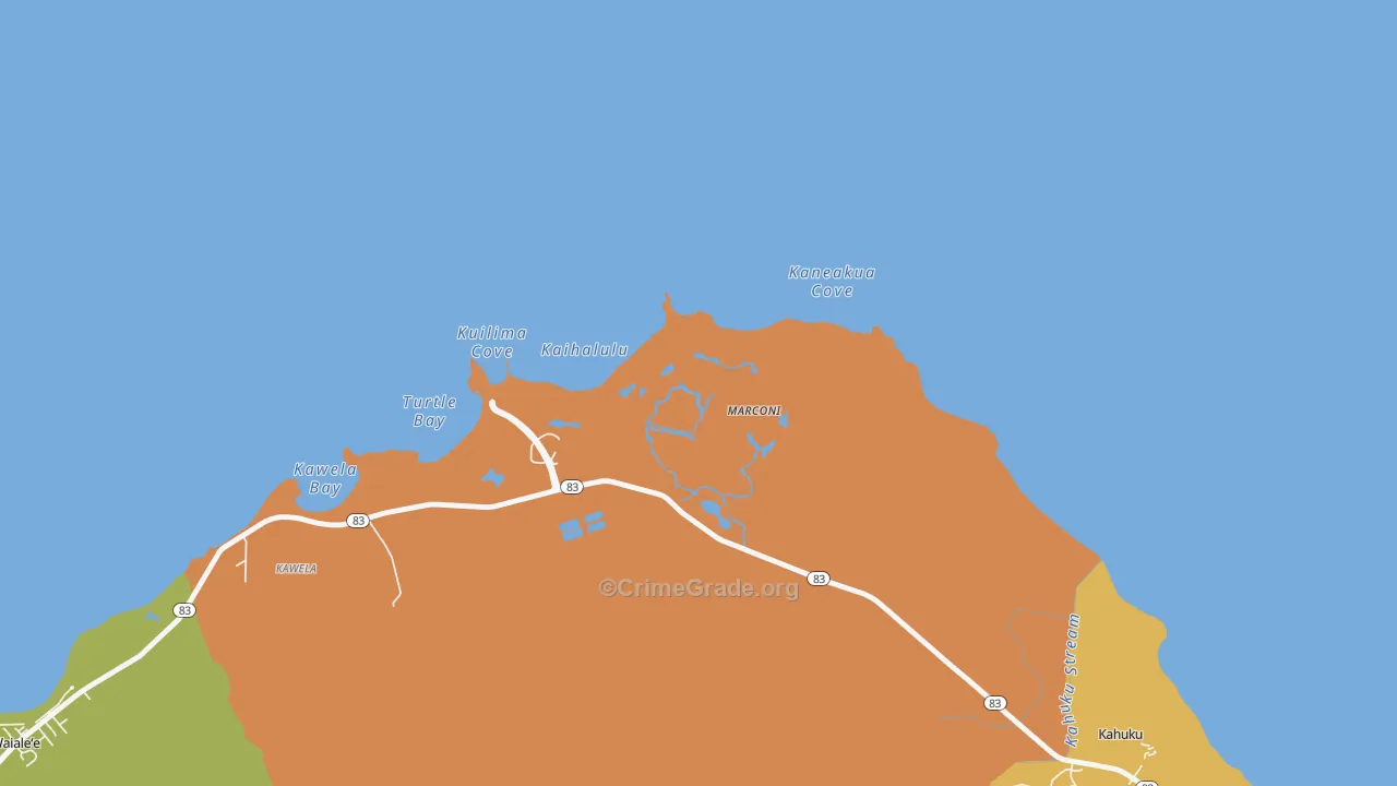 Kawela, HI Map of Theft Rates