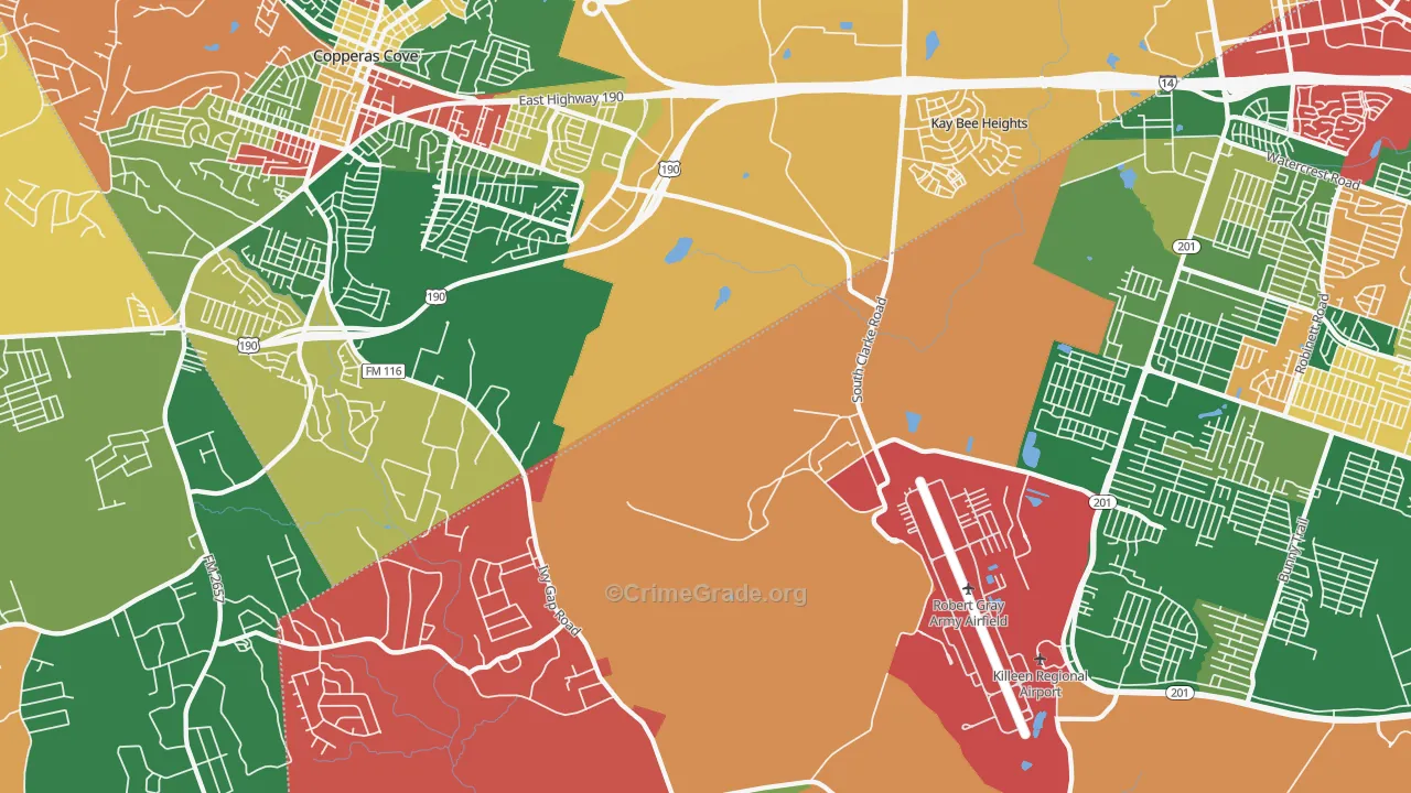 Kay Bee Heights, TX Map of Theft Rates