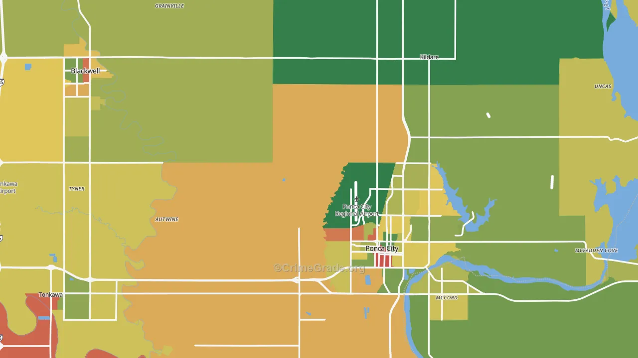Kay County, OK Map of Theft Rates