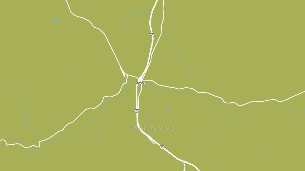 Kaycee, WY Map of Theft Rates