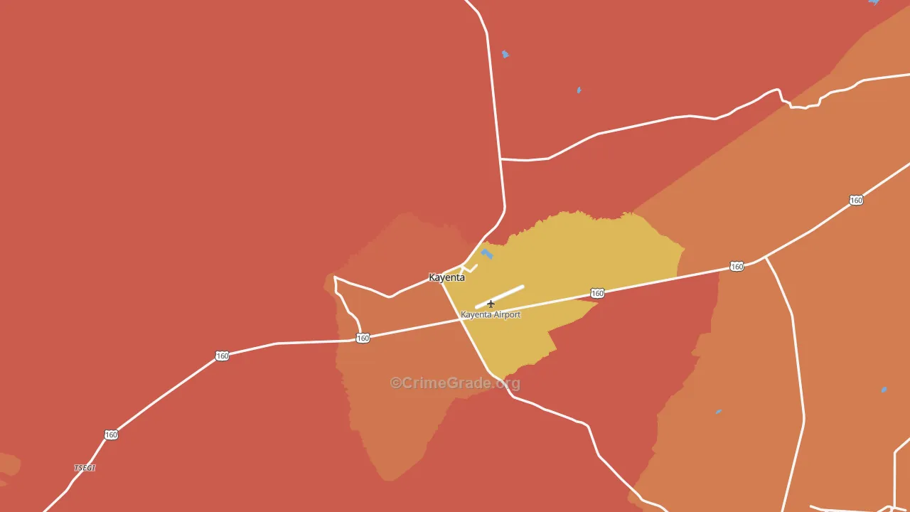 Kayenta, AZ Map of Theft Rates