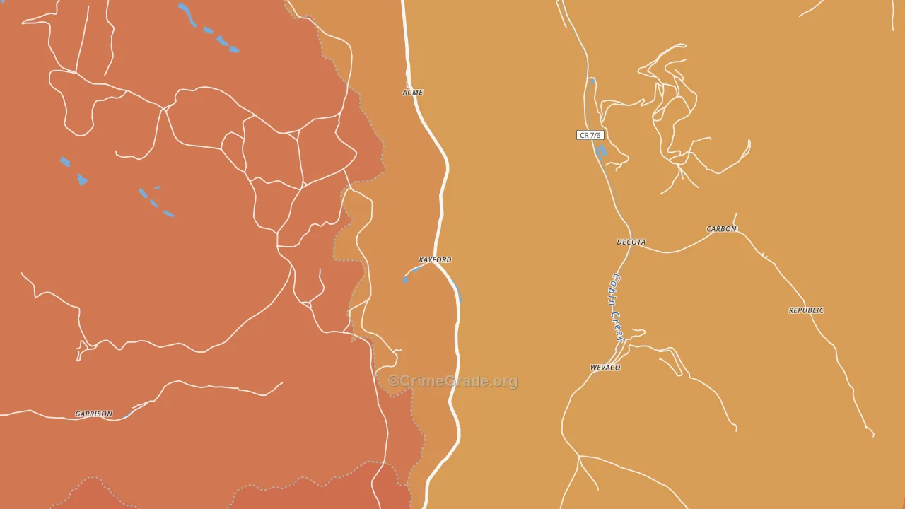 Kayford, WV Map of Theft Rates