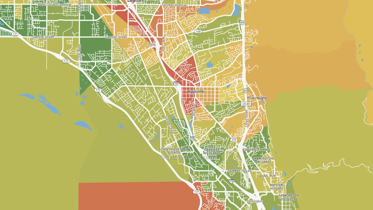 Kaysville, UT Map of Theft Rates