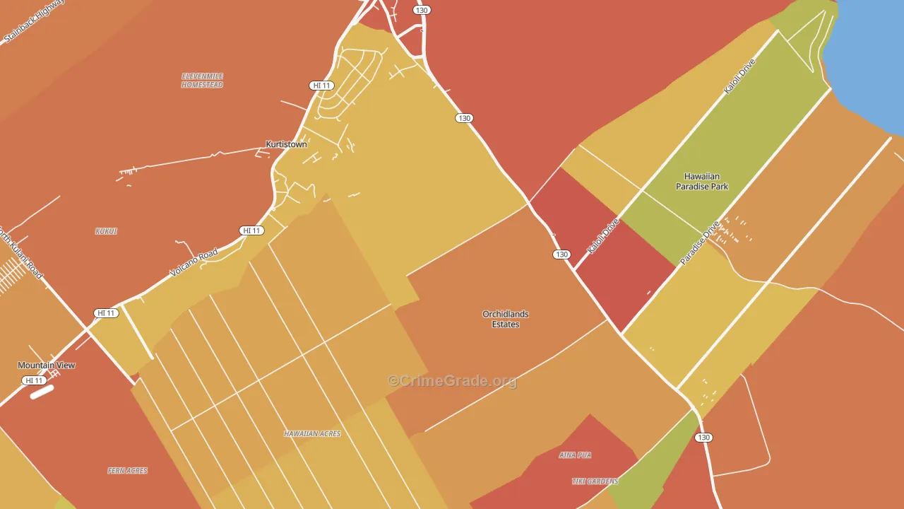 Keaau, HI Map of Theft Rates