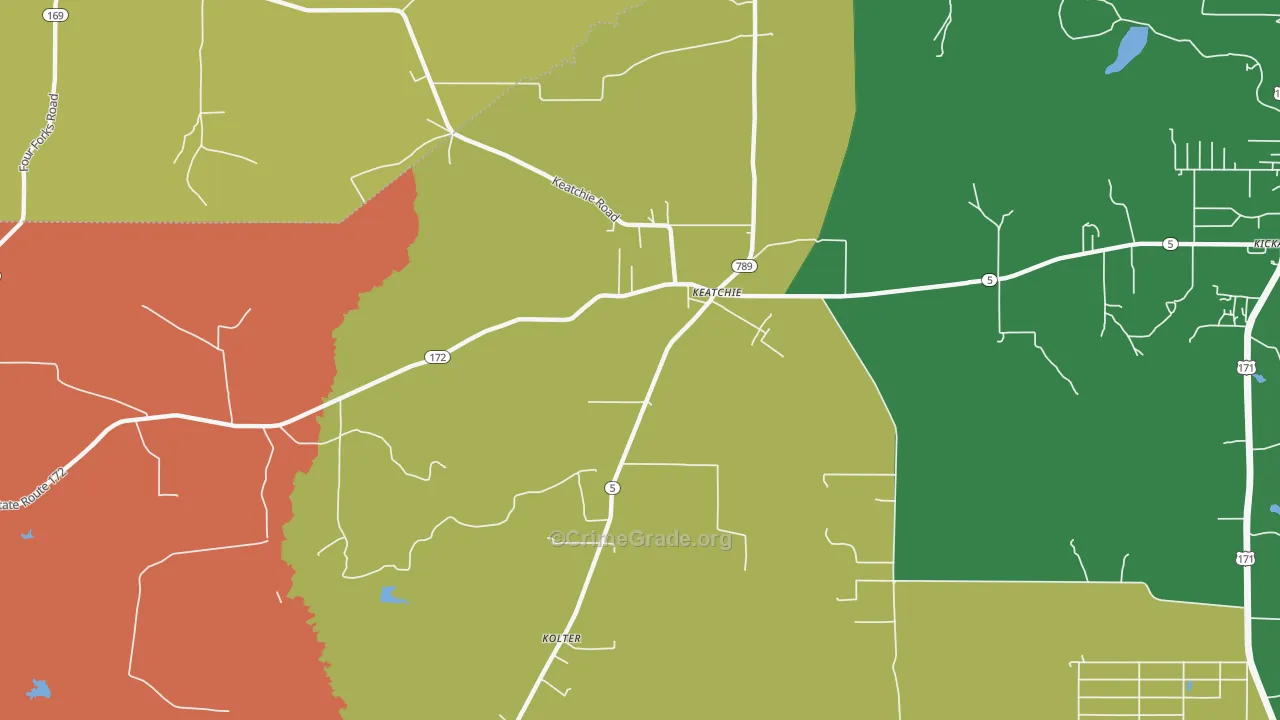 Keachi, LA Map of Theft Rates