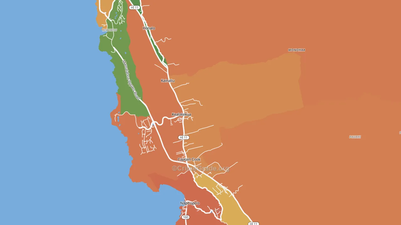 Kealakekua, HI Map of Theft Rates