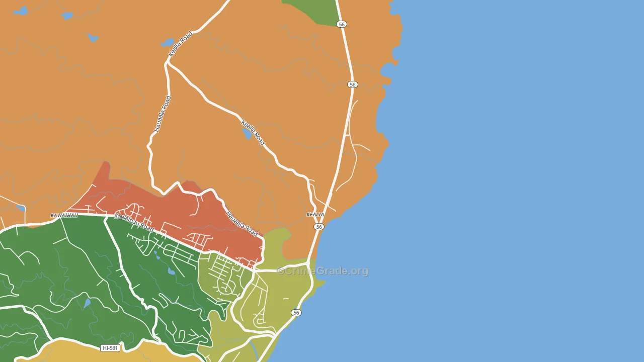 Kealia, HI Map of Theft Rates