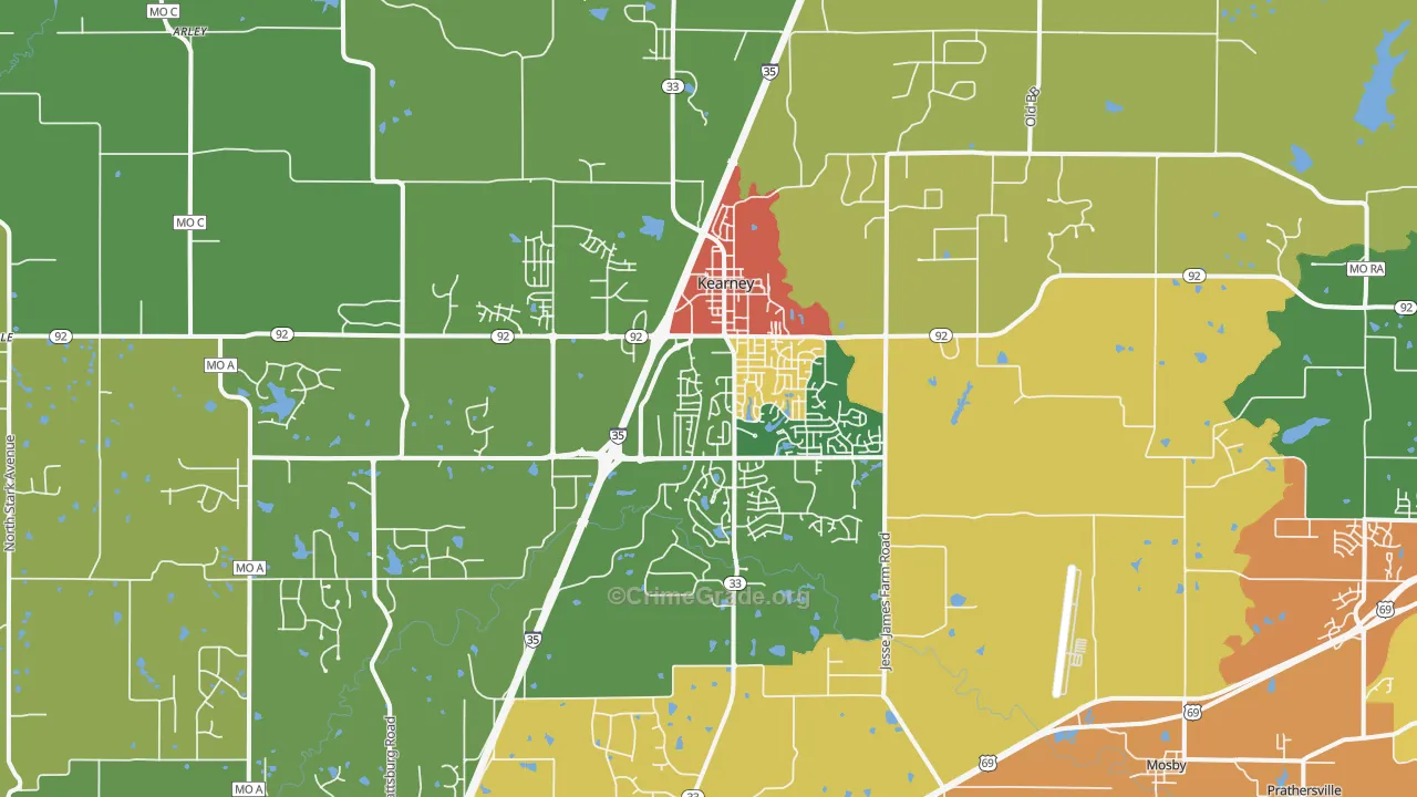 Kearney, MO Map of Theft Rates