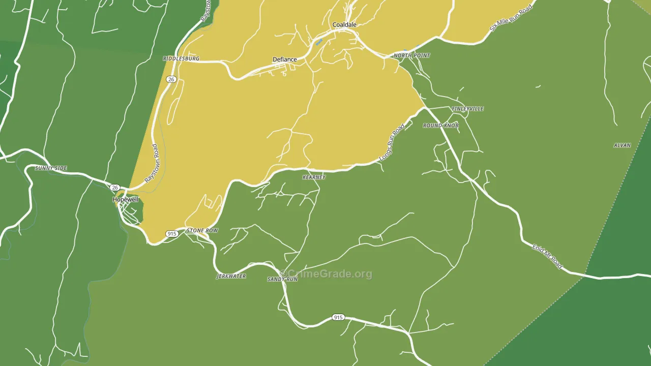 Kearney, PA Map of Theft Rates