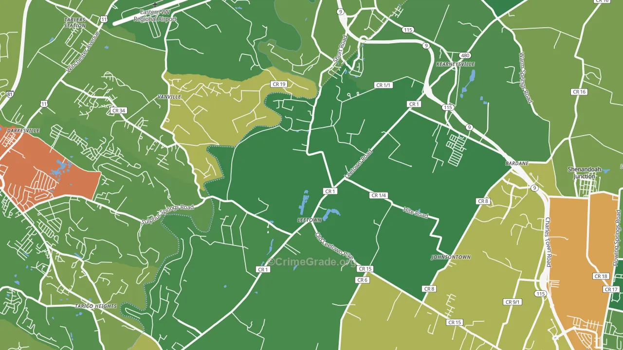 Kearneysville, WV Map of Theft Rates