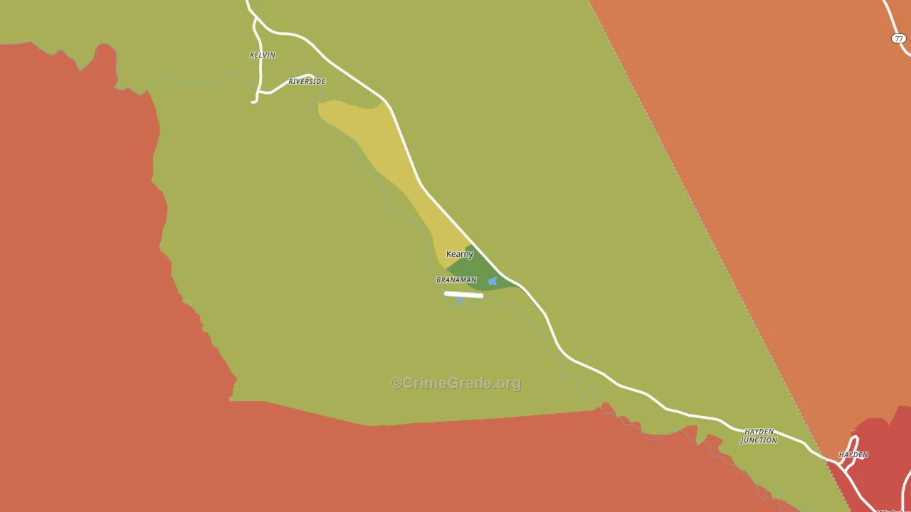 Kearny, AZ Map of Theft Rates