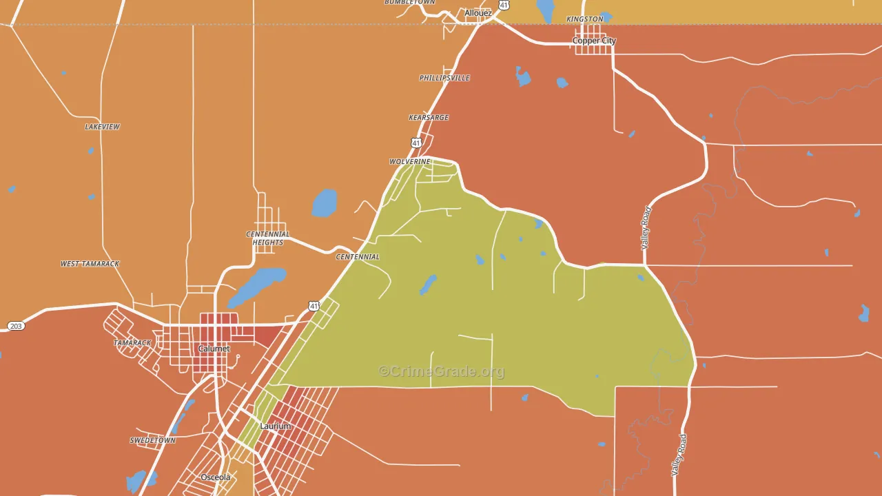 Kearsarge, MI Map of Theft Rates