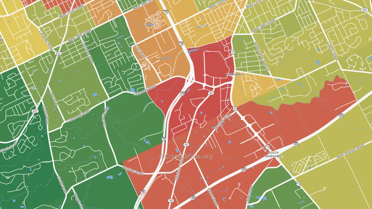 Kearsarge, PA Map of Theft Rates