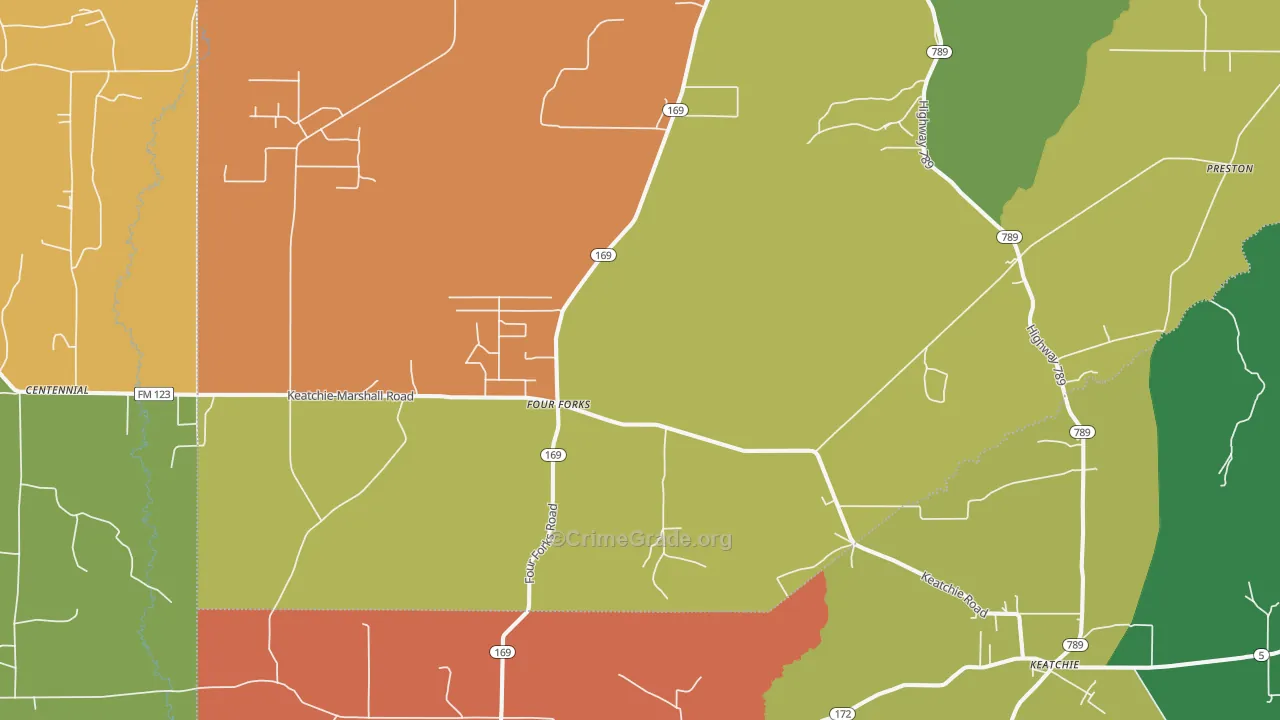 Keatchie, LA Map of Theft Rates