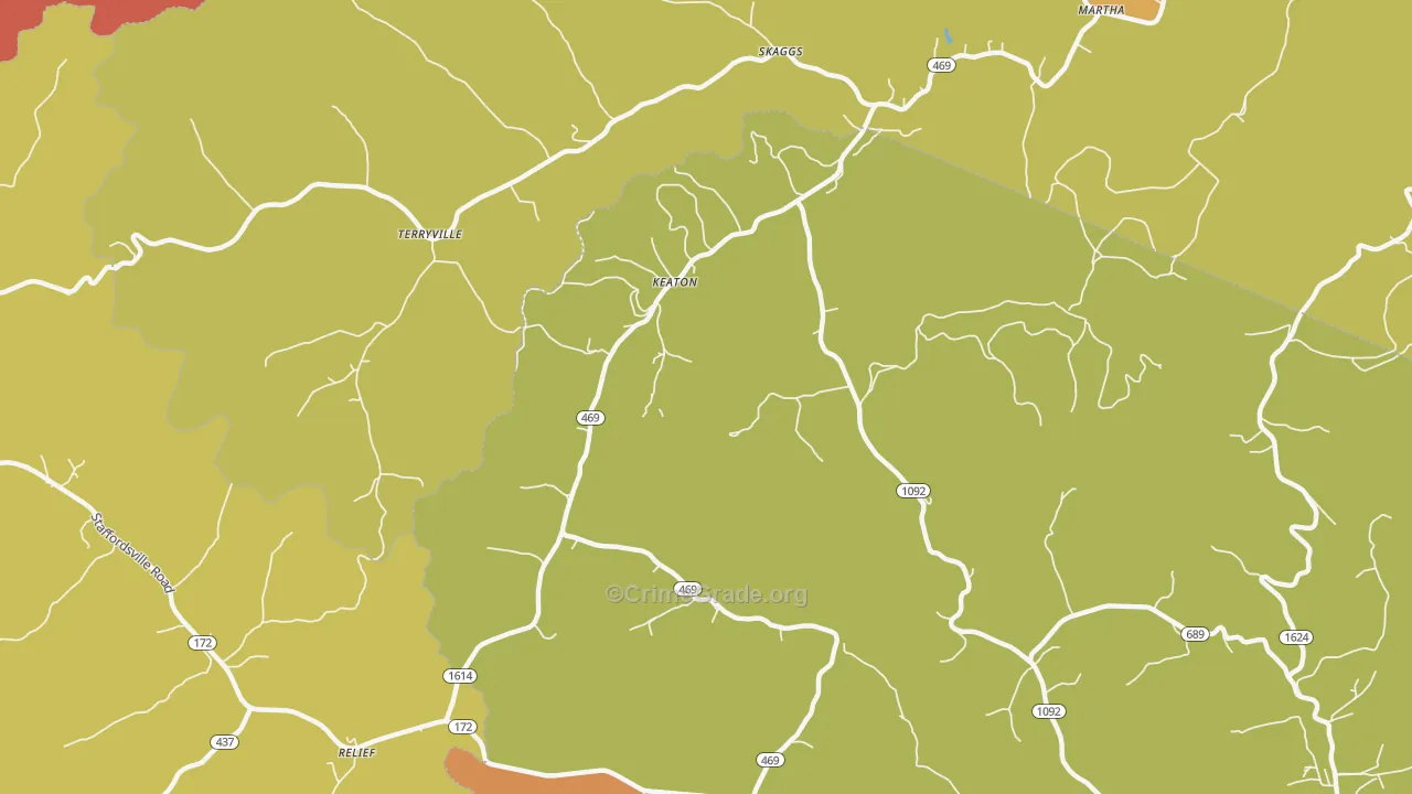 Keaton, KY Map of Theft Rates
