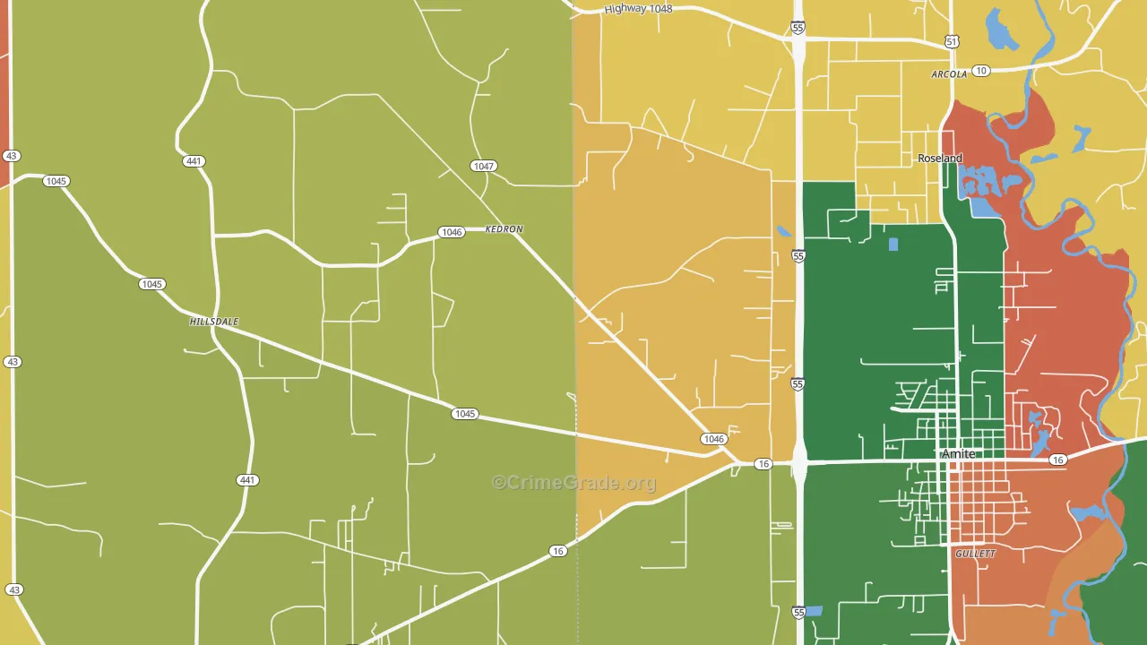 Kedron, LA Map of Theft Rates