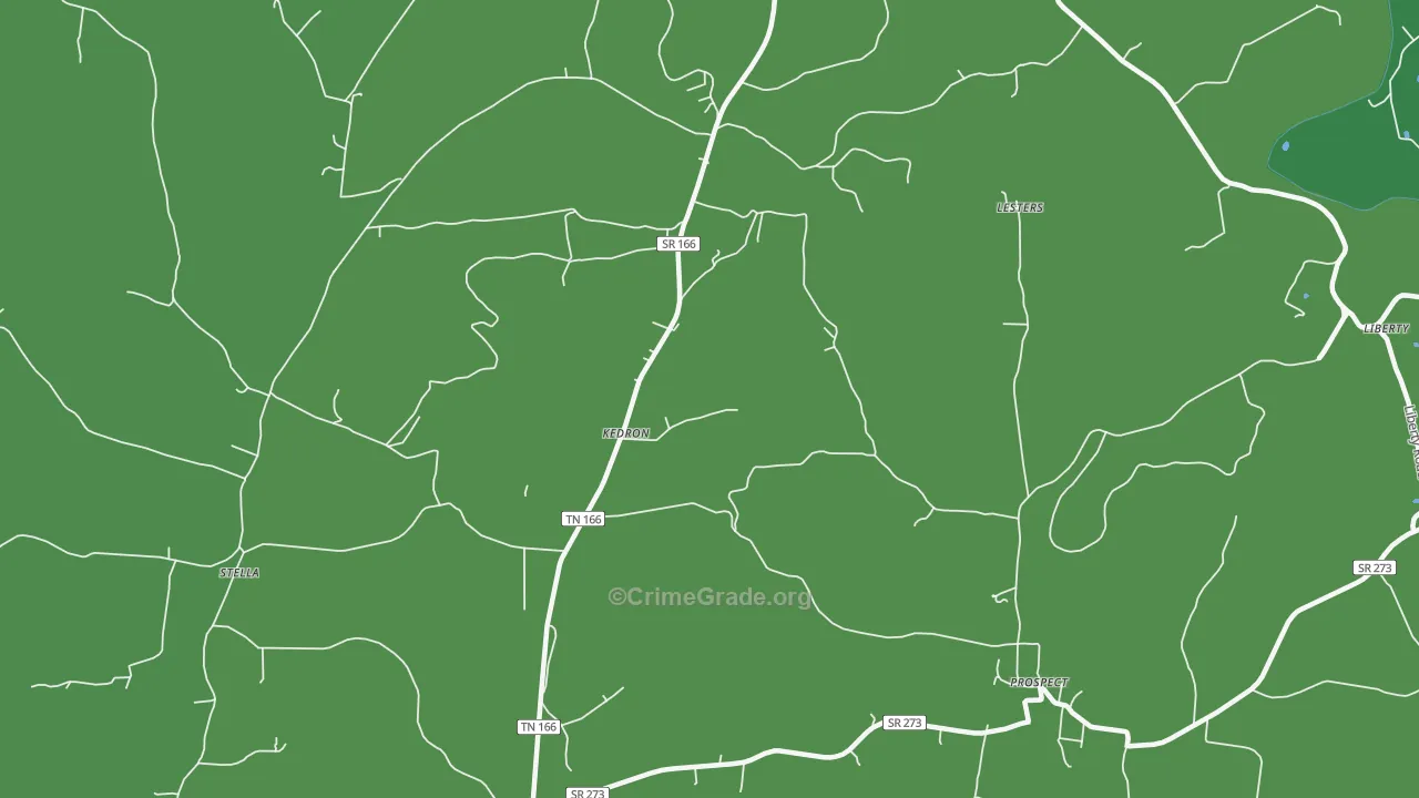 Kedron, TN Map of Theft Rates