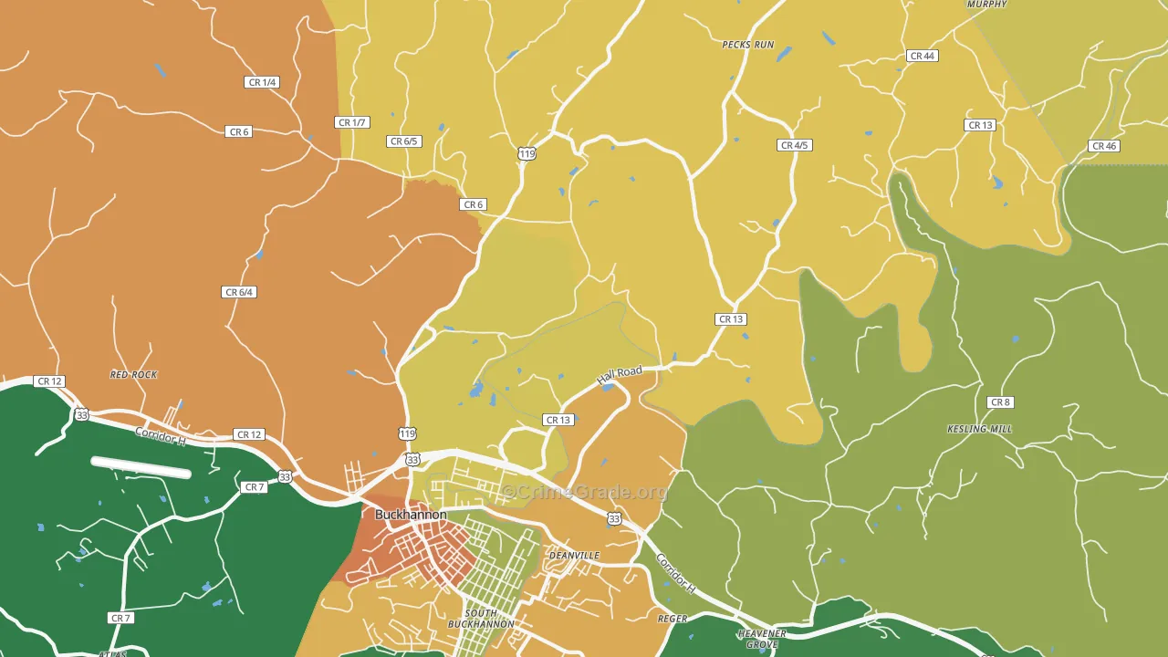 Kedron, WV Map of Theft Rates