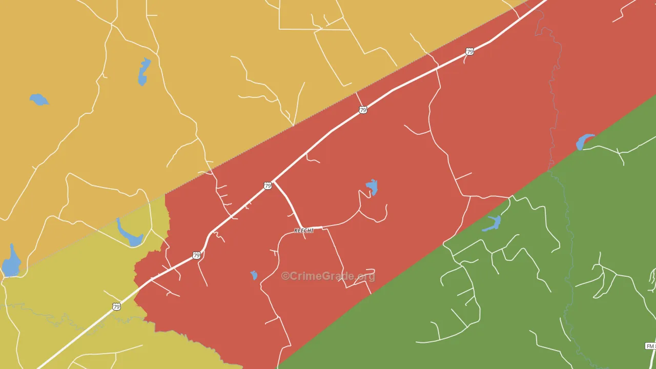 Keechi, TX Map of Theft Rates