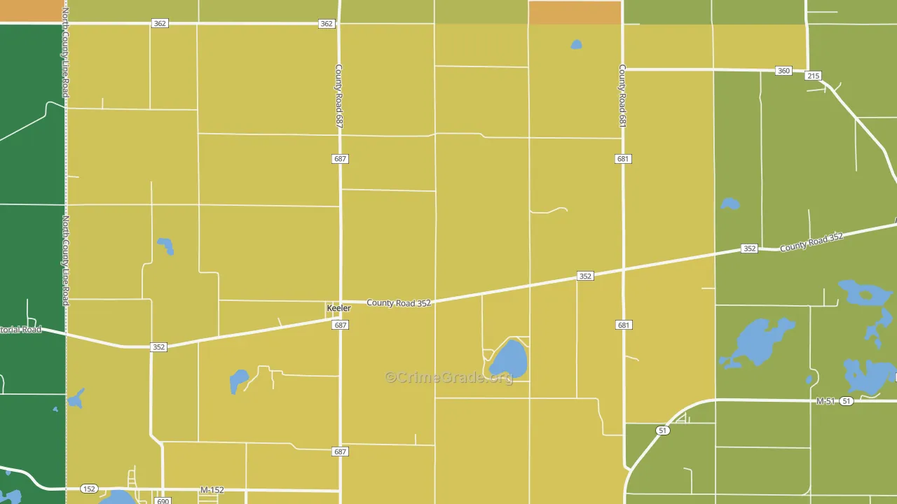 Keeler, MI Map of Theft Rates
