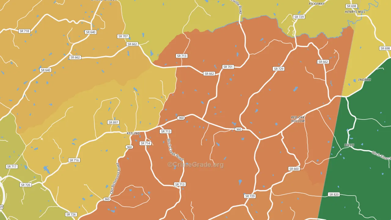 Keeling, VA Map of Theft Rates