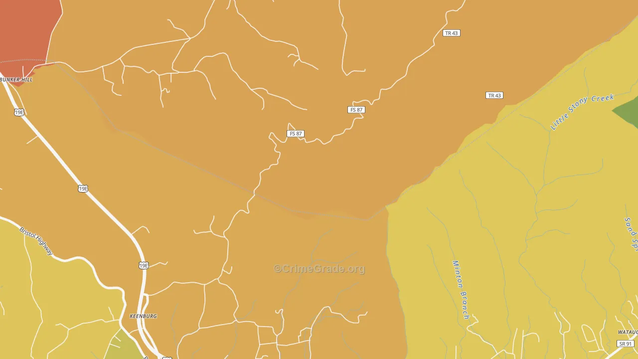 Keenburg, TN Map of Theft Rates