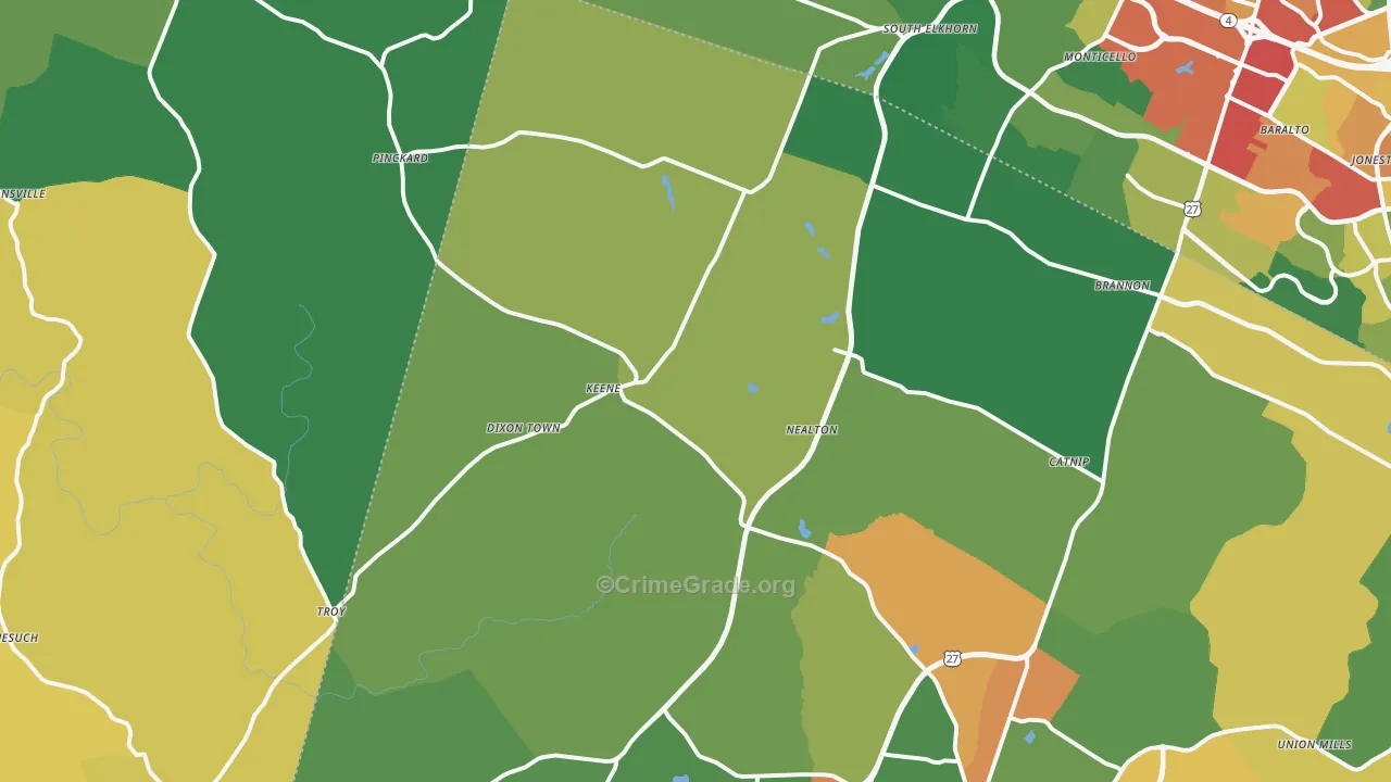 Keene, KY Map of Theft Rates