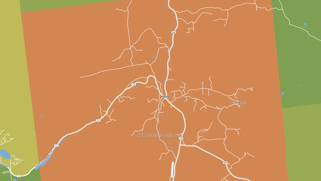Keene, NY Map of Theft Rates
