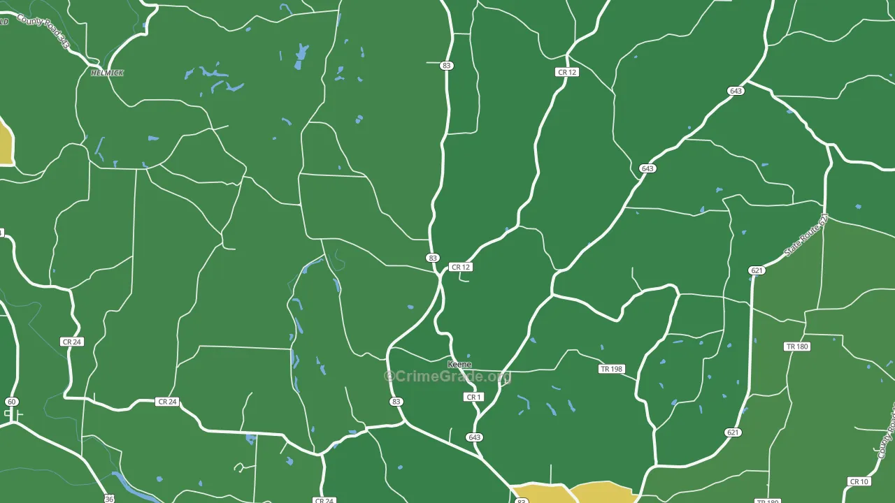 Keene, OH Map of Theft Rates