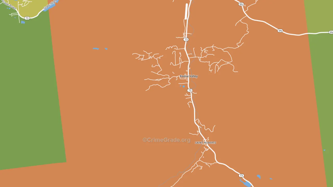 Keene Valley, NY Map of Theft Rates