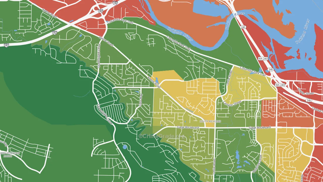 Keene Valley, Richland, WA Map of Theft Rates