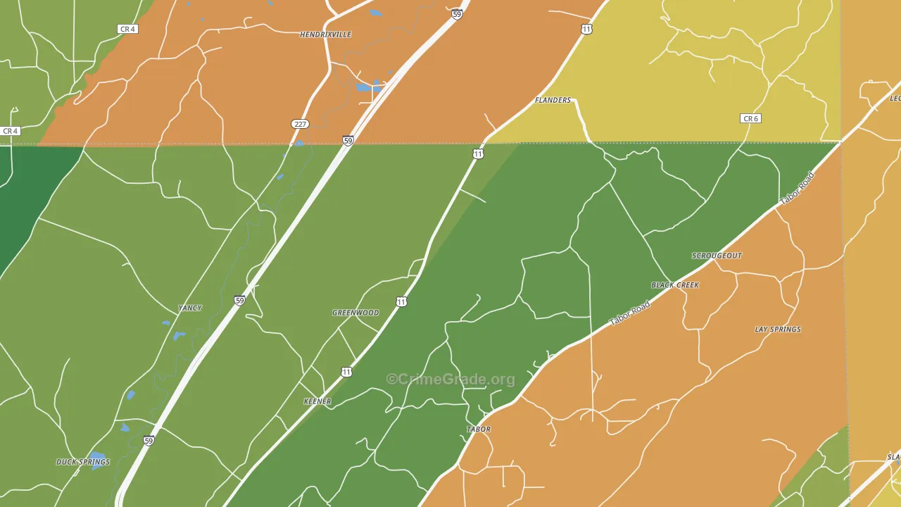 Keener, AL Map of Theft Rates